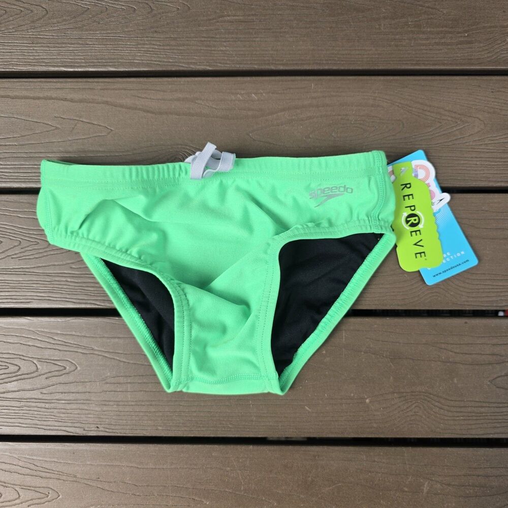 Speedo Men's Fake Green Solid Racer Briefs Sz 28 New